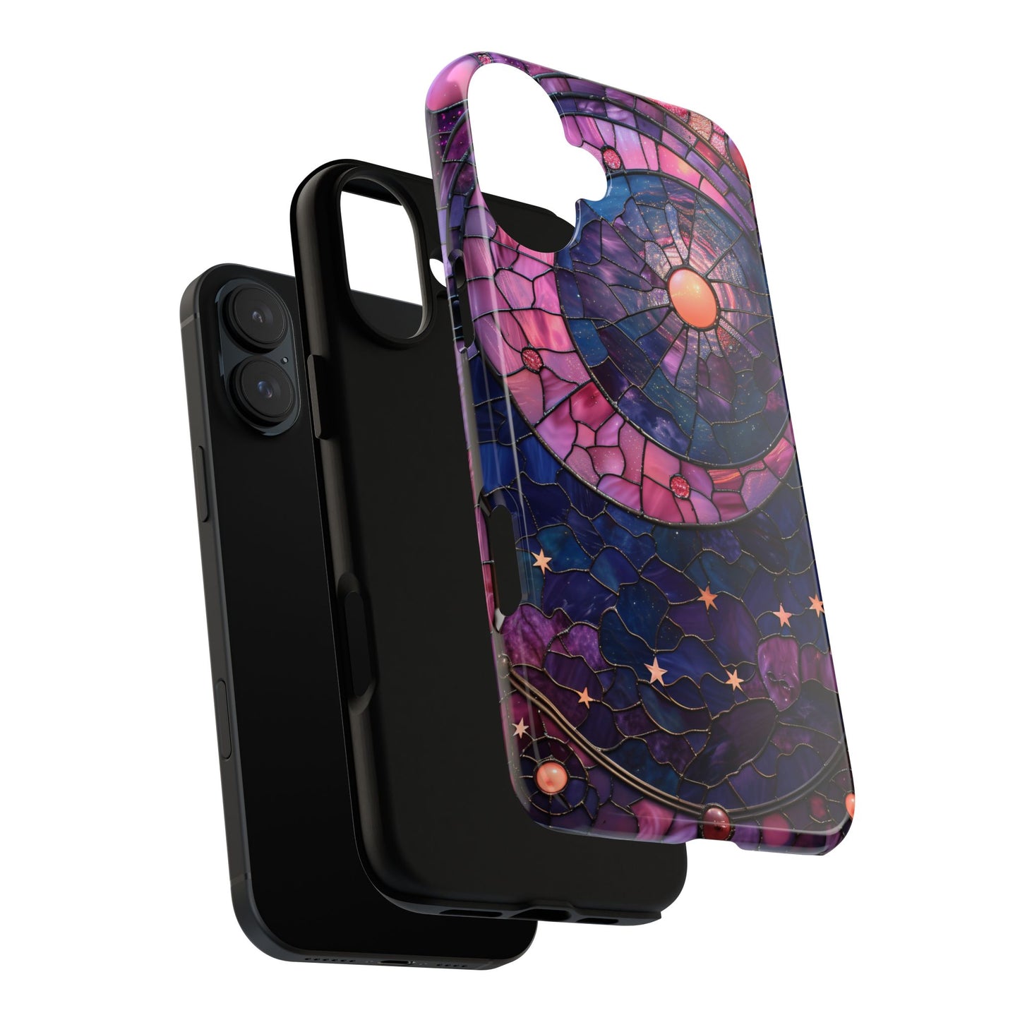 Pink Moon Tough Phone Cases in Stained Glass Design