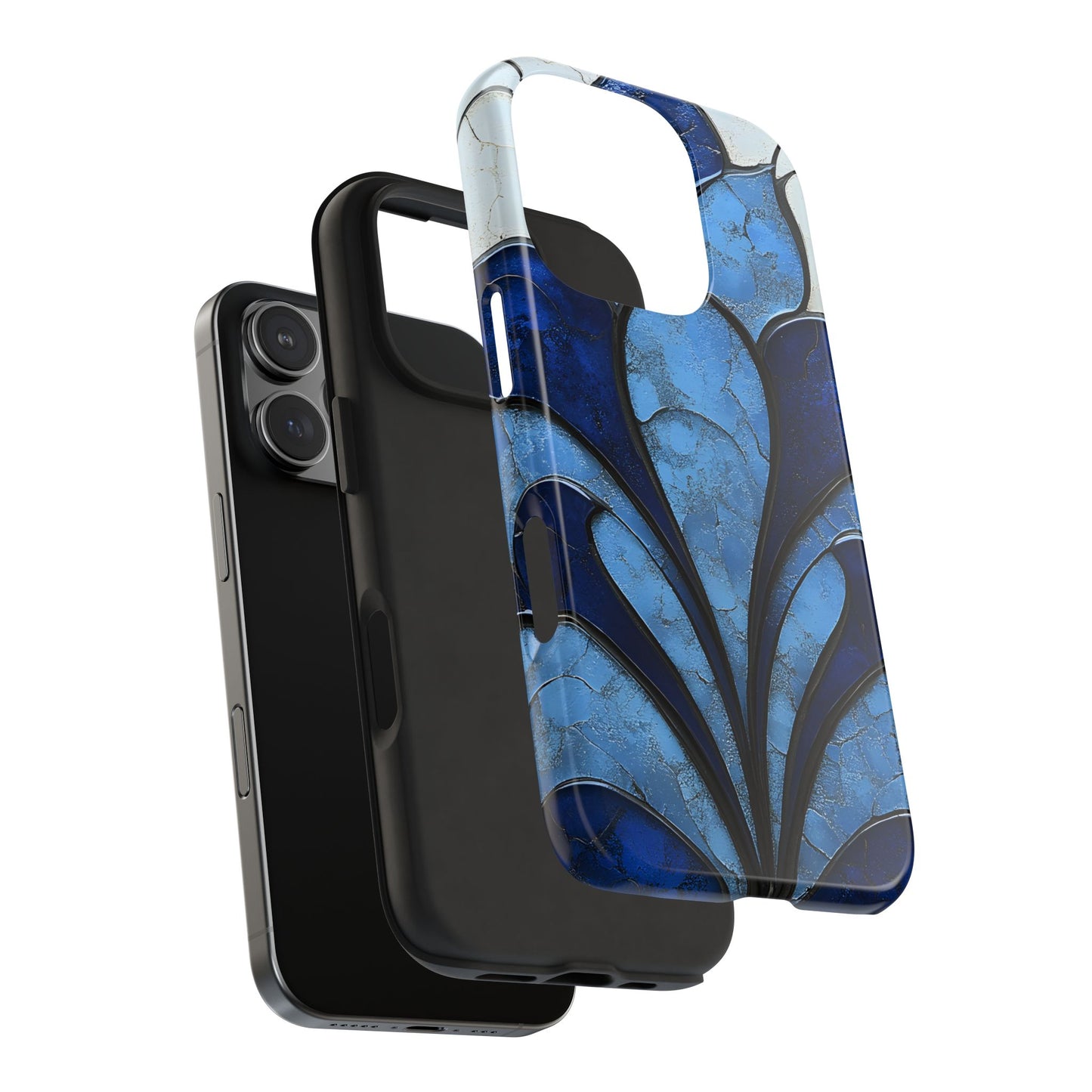 Art Deco Blue Marble Phone Case Luxury Geometric iPhone Samsung Pixel Case