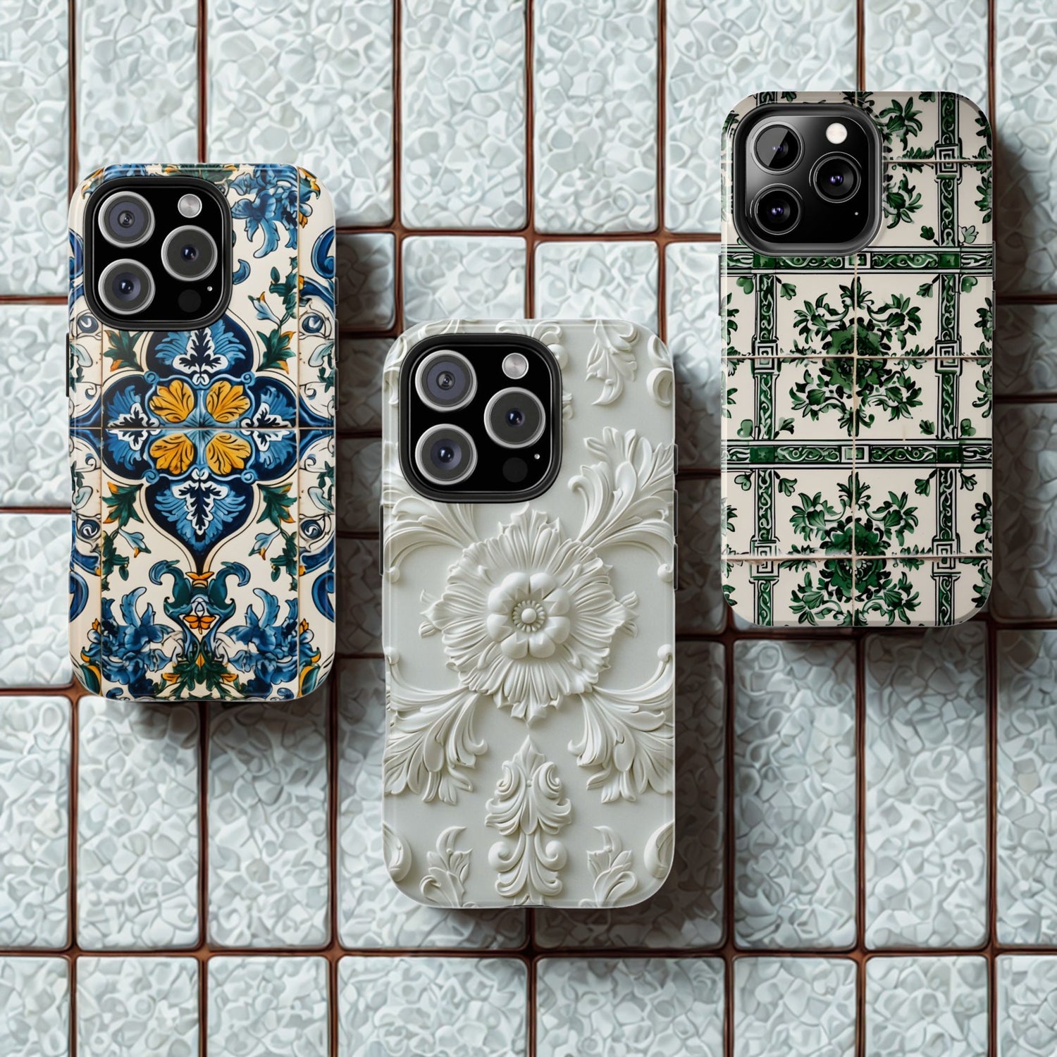 Mediterranean Tile Motif Phone Cases