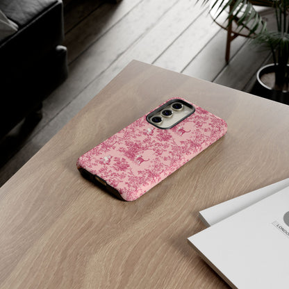 Tough Phone Cases - Cats in Pink Toile De Joyu Motif