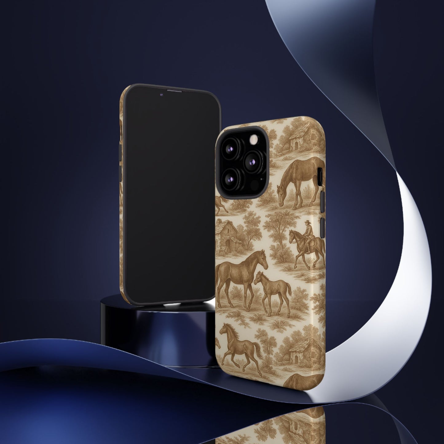 Tough Phone Cases - Horses in Toile De Joyu Motif