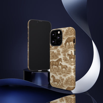 Tough Phone Cases - Horses in Toile De Joyu Motif