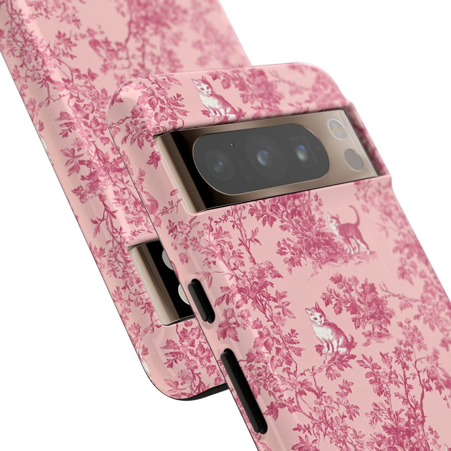 Tough Phone Cases - Cats in Pink Toile De Joyu Motif