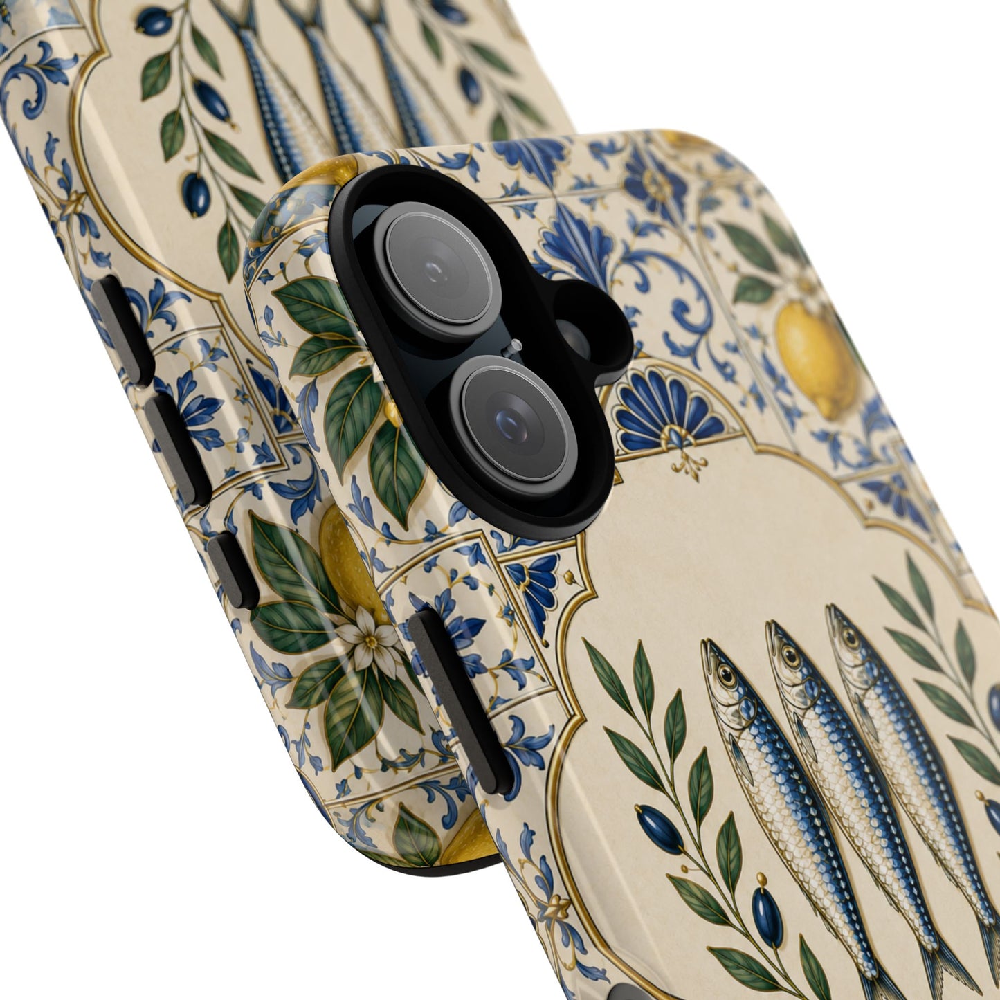Mediterranean Sardine Phone Case – Portuguese Tile Lemon Coastal Tough Case