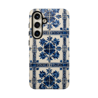 Portuguese Azulejo Tile Phone Case Blue White Floral iPhone Samsung Pixel Case