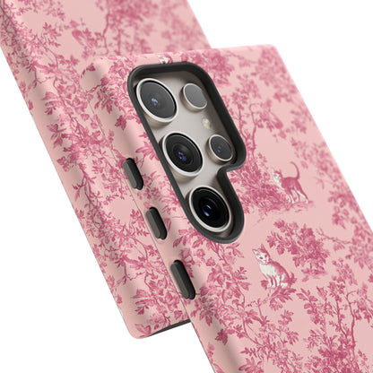 Tough Phone Cases - Cats in Pink Toile De Joyu Motif