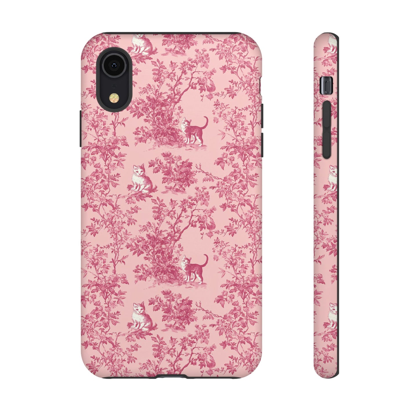 Tough Phone Cases - Cats in Pink Toile De Joyu Motif