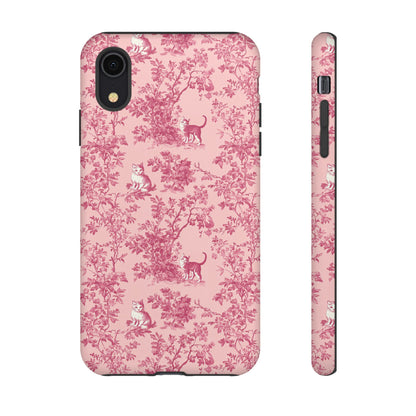 Tough Phone Cases - Cats in Pink Toile De Joyu Motif