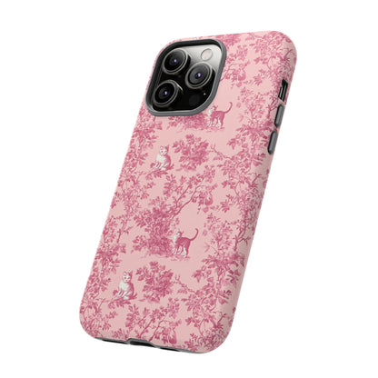 Tough Phone Cases - Cats in Pink Toile De Joyu Motif