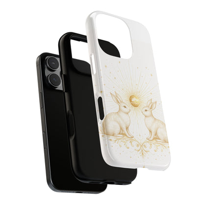 Celestial Bunny Phone Case, Rabbit Moon Stars Case, Neutral Serene Aesthetic iPhone Case,