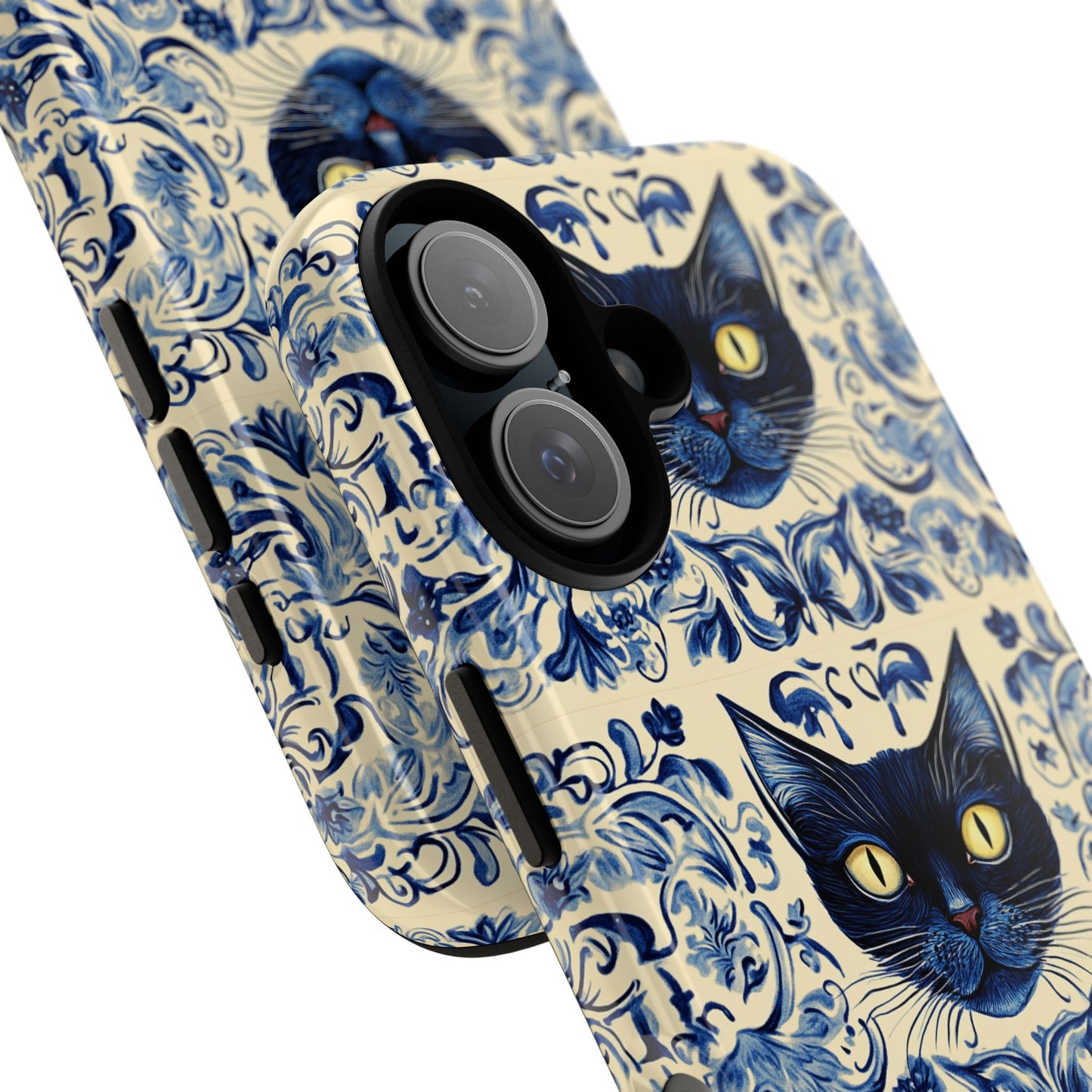 Tough Phone Cases - Mediterranean Tile Motif With Blue Cats