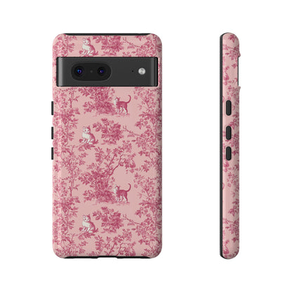 Tough Phone Cases - Cats in Pink Toile De Joyu Motif