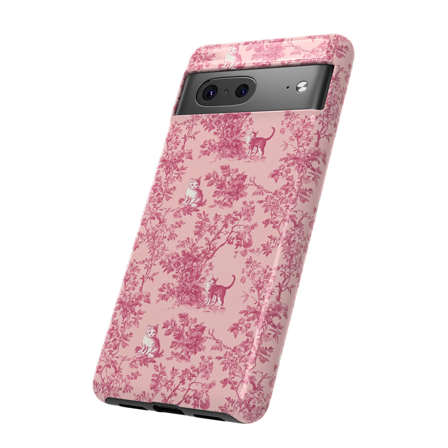Tough Phone Cases - Cats in Pink Toile De Joyu Motif