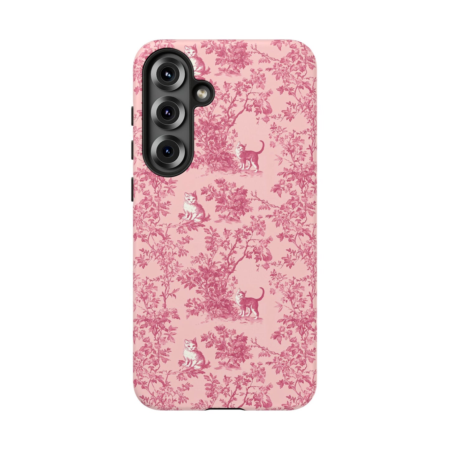 Tough Phone Cases - Cats in Pink Toile De Joyu Motif