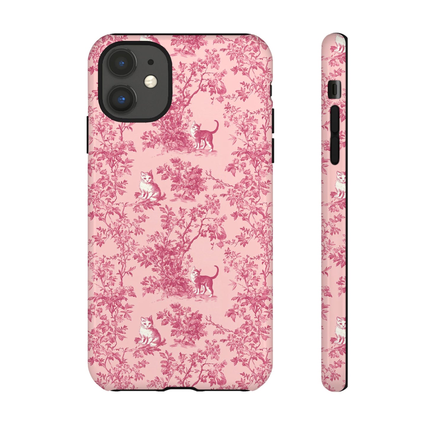 Tough Phone Cases - Cats in Pink Toile De Joyu Motif