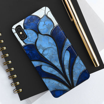 Art Deco Blue Marble Phone Case Luxury Geometric iPhone Samsung Pixel Case