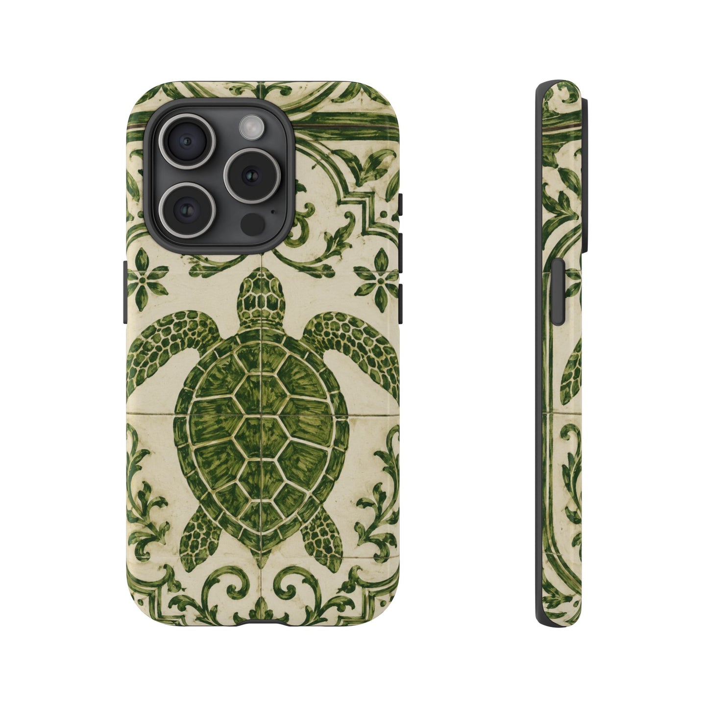 Green Azulejo Sea Turtle Phone Case | Portuguese Tile Coastal iPhone & Samsung Case