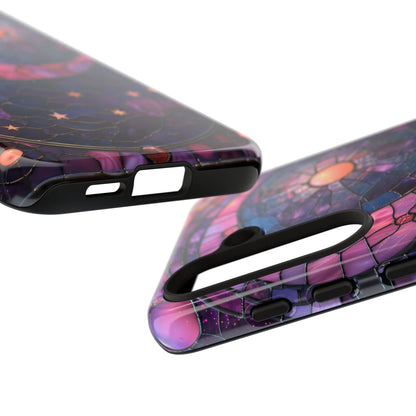 Pink Moon Tough Phone Cases in  Stained Glass Design