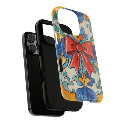 Colorful Bow Phone Case Portuguese Tile Floral iPhone Samsung Pixel Case