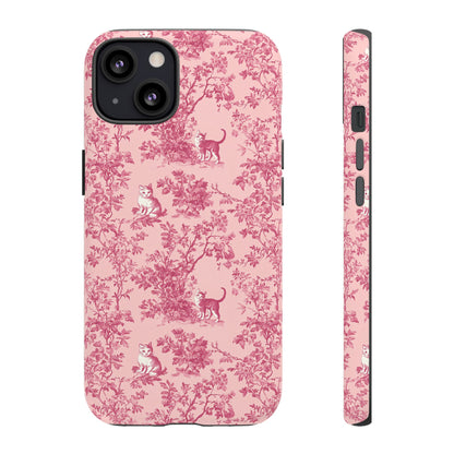 Tough Phone Cases - Cats in Pink Toile De Joyu Motif