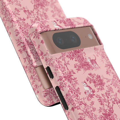 Tough Phone Cases - Cats in Pink Toile De Joyu Motif