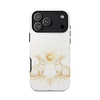 Celestial Bunny Phone Case, Rabbit Moon Stars Case, Neutral Serene Aesthetic iPhone Case,