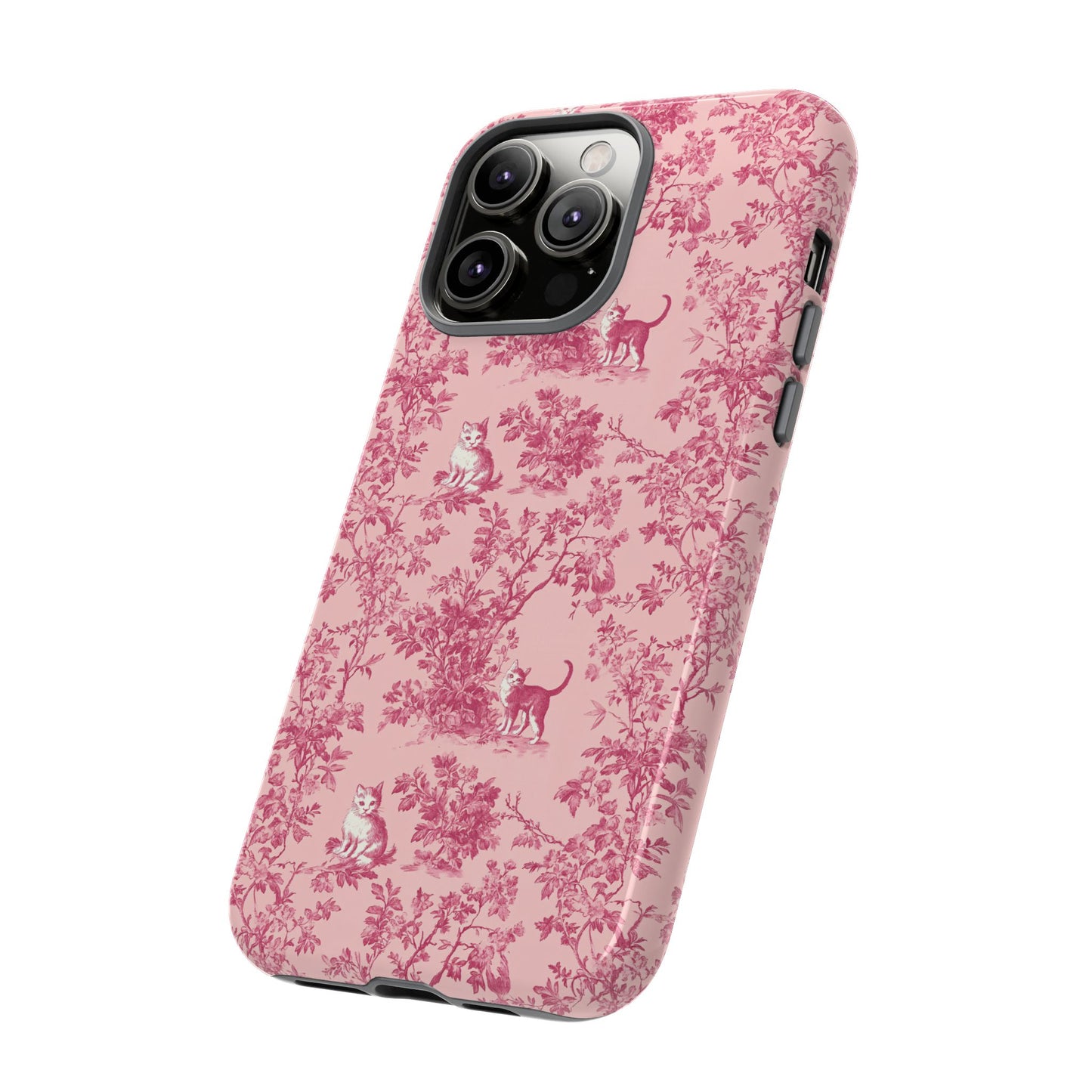 Tough Phone Cases - Cats in Pink Toile De Joyu Motif