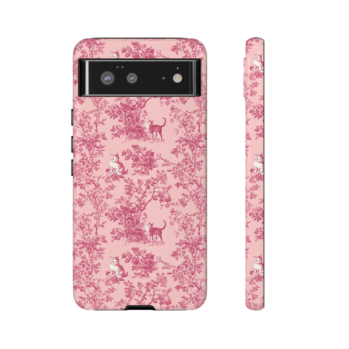 Tough Phone Cases - Cats in Pink Toile De Joyu Motif