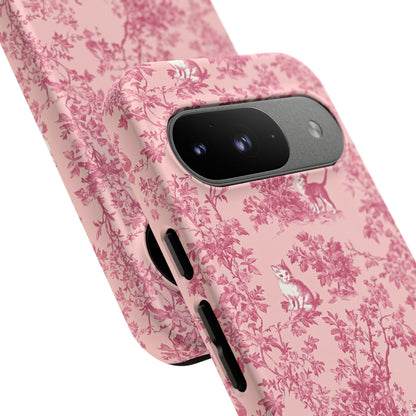 Tough Phone Cases - Cats in Pink Toile De Joyu Motif