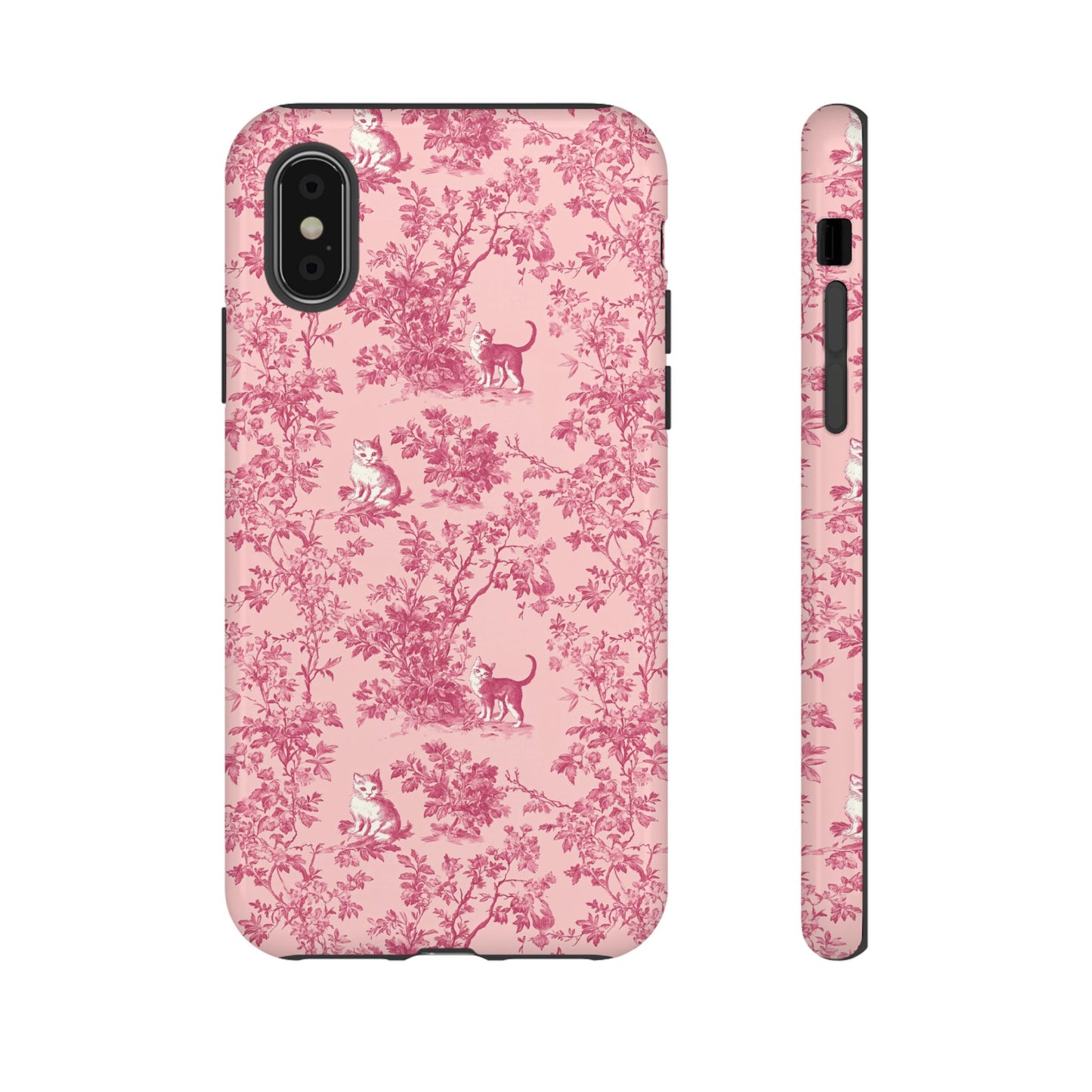 Tough Phone Cases - Cats in Pink Toile De Joyu Motif