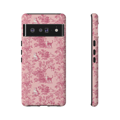 Tough Phone Cases - Cats in Pink Toile De Joyu Motif