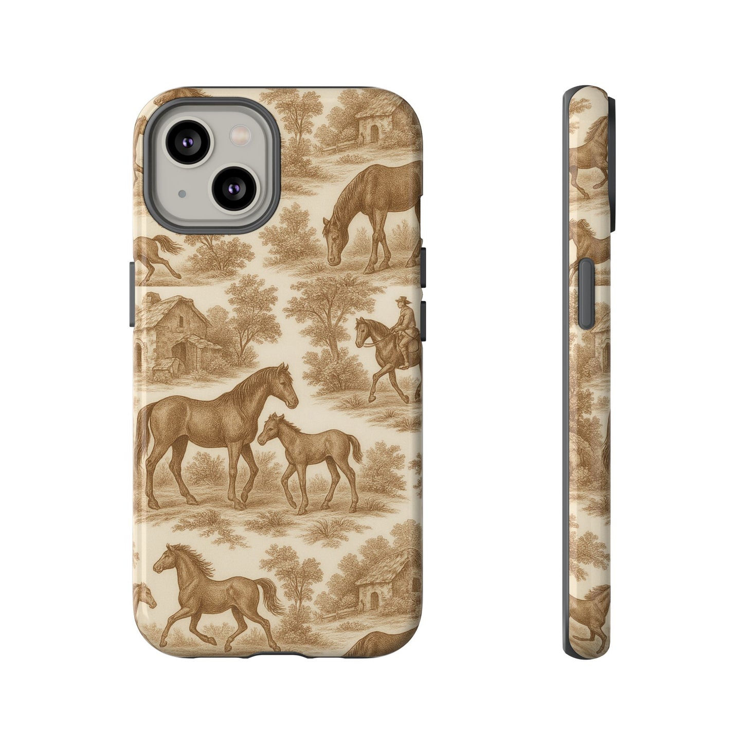 Tough Phone Cases - Horses in Toile De Joyu Motif