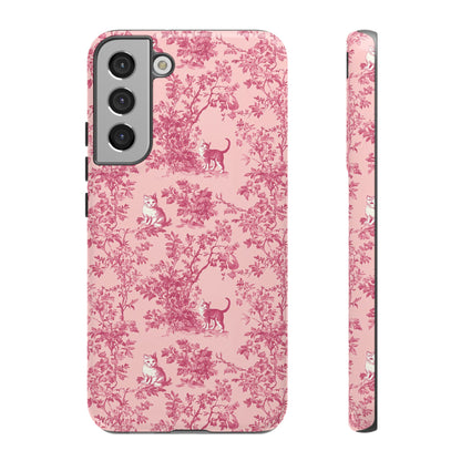 Tough Phone Cases - Cats in Pink Toile De Joyu Motif