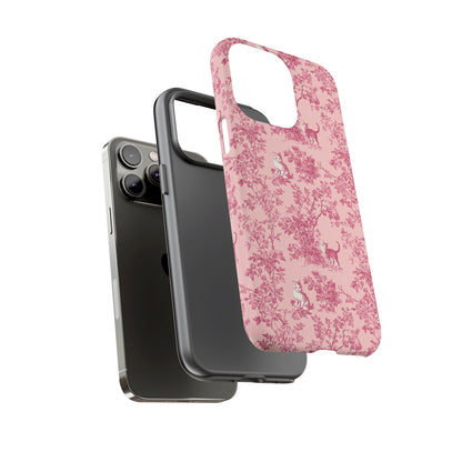 Tough Phone Cases - Cats in Pink Toile De Joyu Motif