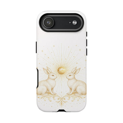 Celestial Bunny Phone Case, Rabbit Moon Stars Case, Neutral Serene Aesthetic iPhone Case,