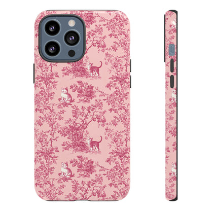 Tough Phone Cases - Cats in Pink Toile De Joyu Motif