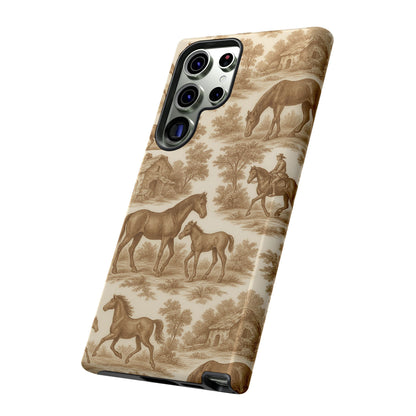 Tough Phone Cases - Horses in Toile De Joyu Motif
