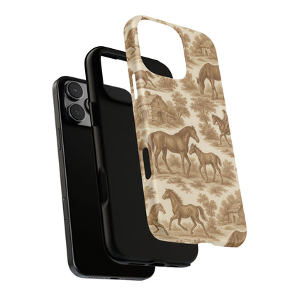Tough Phone Cases - Horses in Toile De Joyu Motif