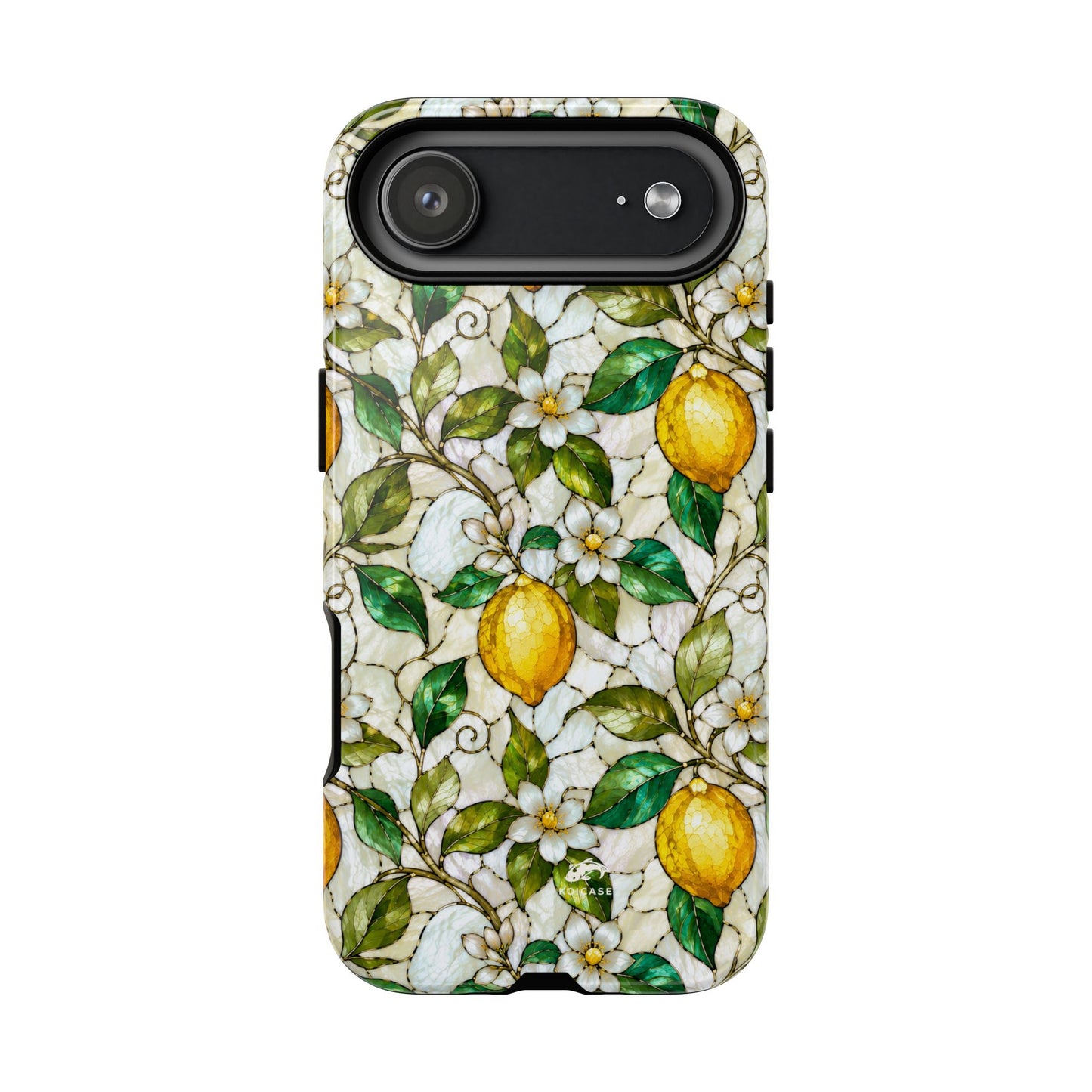 Stained Glass Lemon Phone Case, Citrus Botanical iPhone Case, Coastal Mediterranean Summer Fruits Floral Case, Art Nouveau Tough Cover