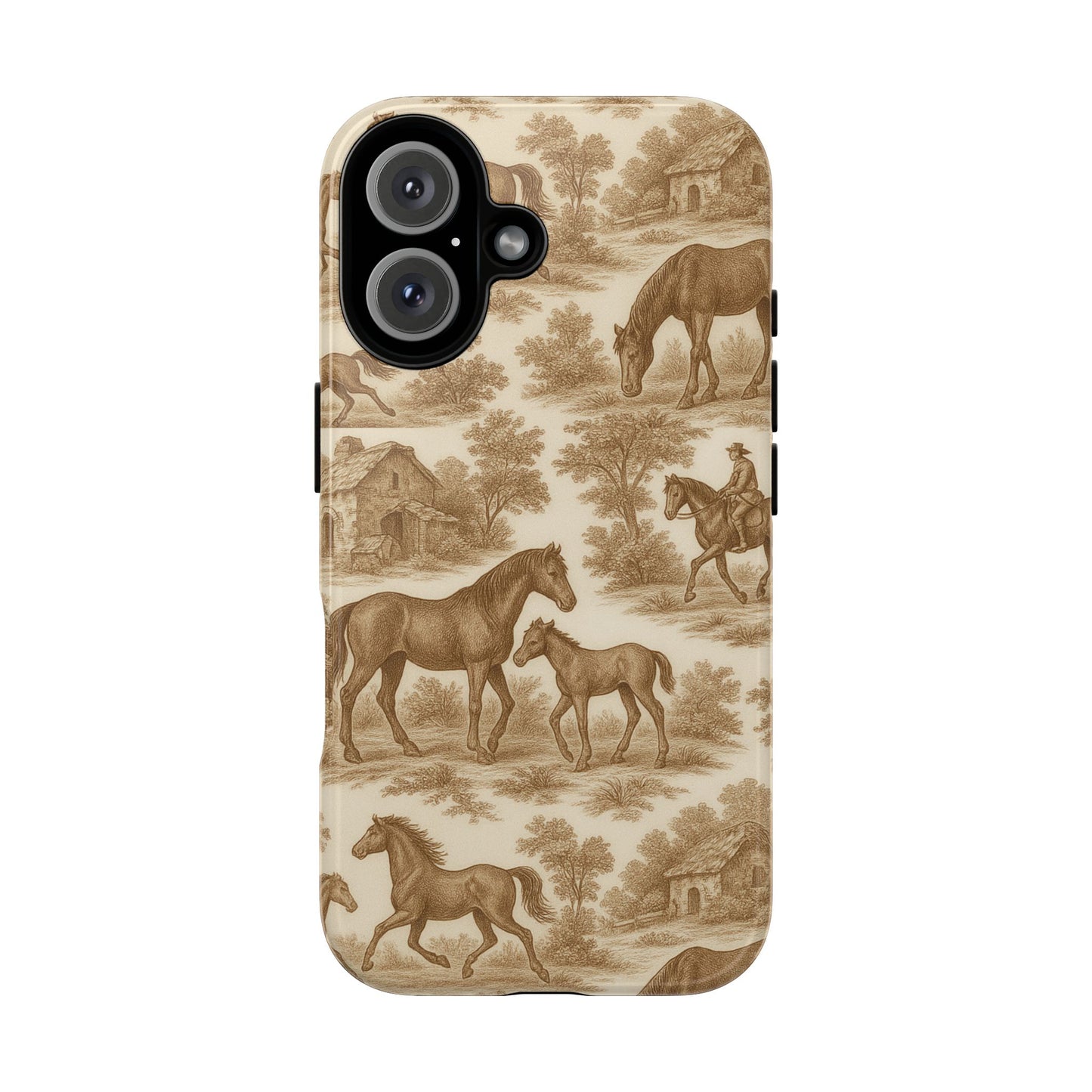 Tough Phone Cases - Horses in Toile De Joyu Motif