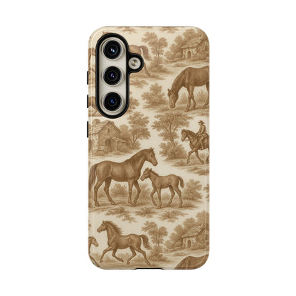 Tough Phone Cases - Horses in Toile De Joyu Motif
