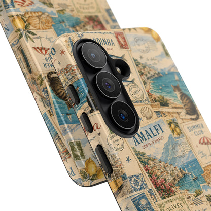 Mediterranean Postcard Cat Phone Case | Amalfi Coast Travel Collage iPhone Case