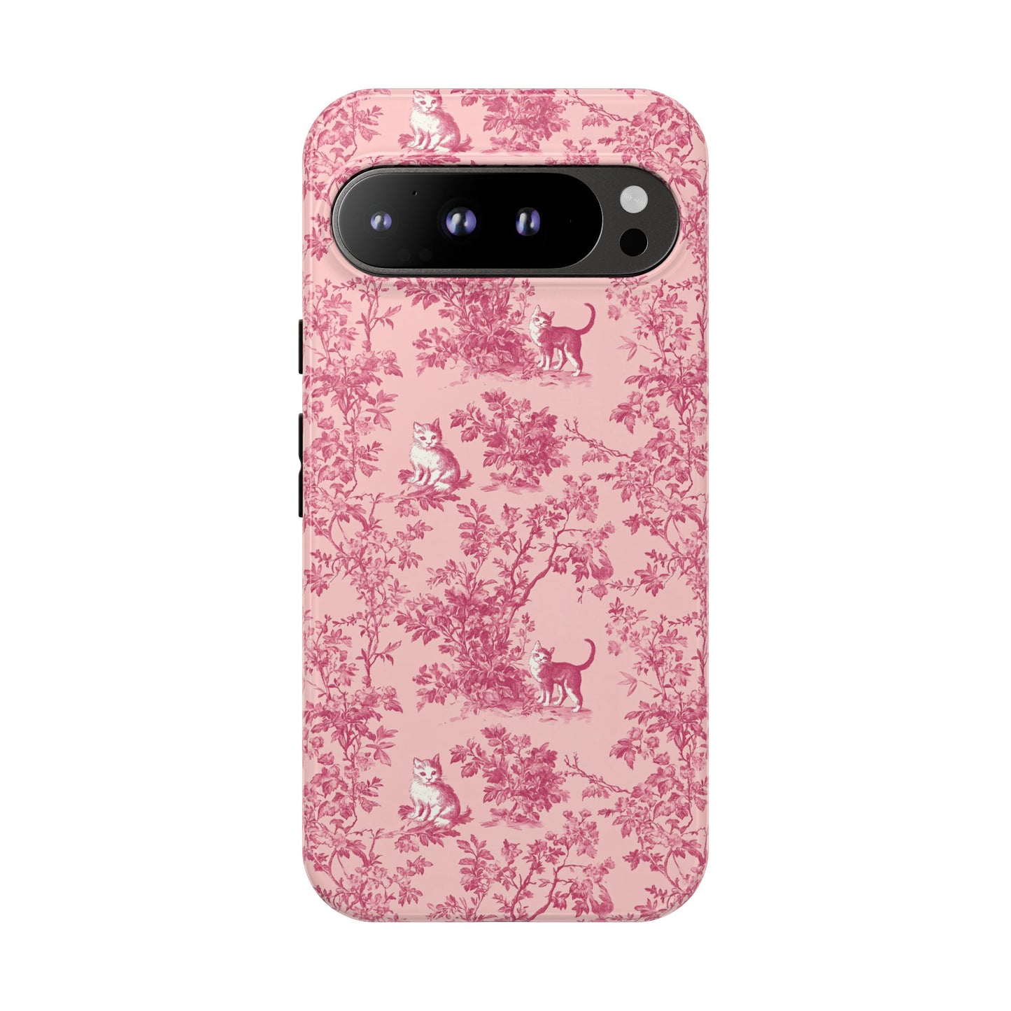 Tough Phone Cases - Cats in Pink Toile De Joyu Motif