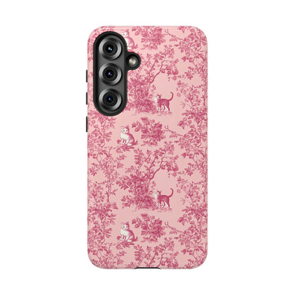 Tough Phone Cases - Cats in Pink Toile De Joyu Motif