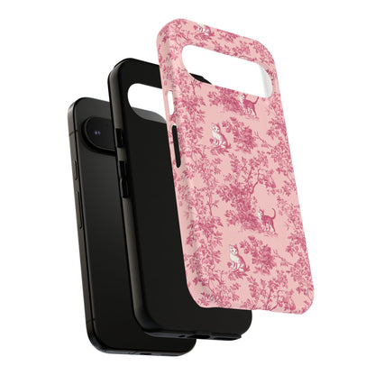 Tough Phone Cases - Cats in Pink Toile De Joyu Motif