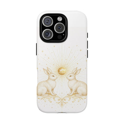 Celestial Bunny Phone Case, Rabbit Moon Stars Case, Neutral Serene Aesthetic iPhone Case,