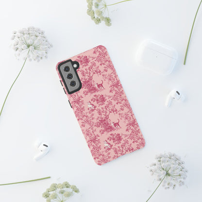 Tough Phone Cases - Cats in Pink Toile De Joyu Motif