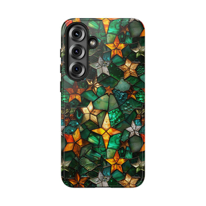 Green Stained Glass Phone Case With Gold Stars