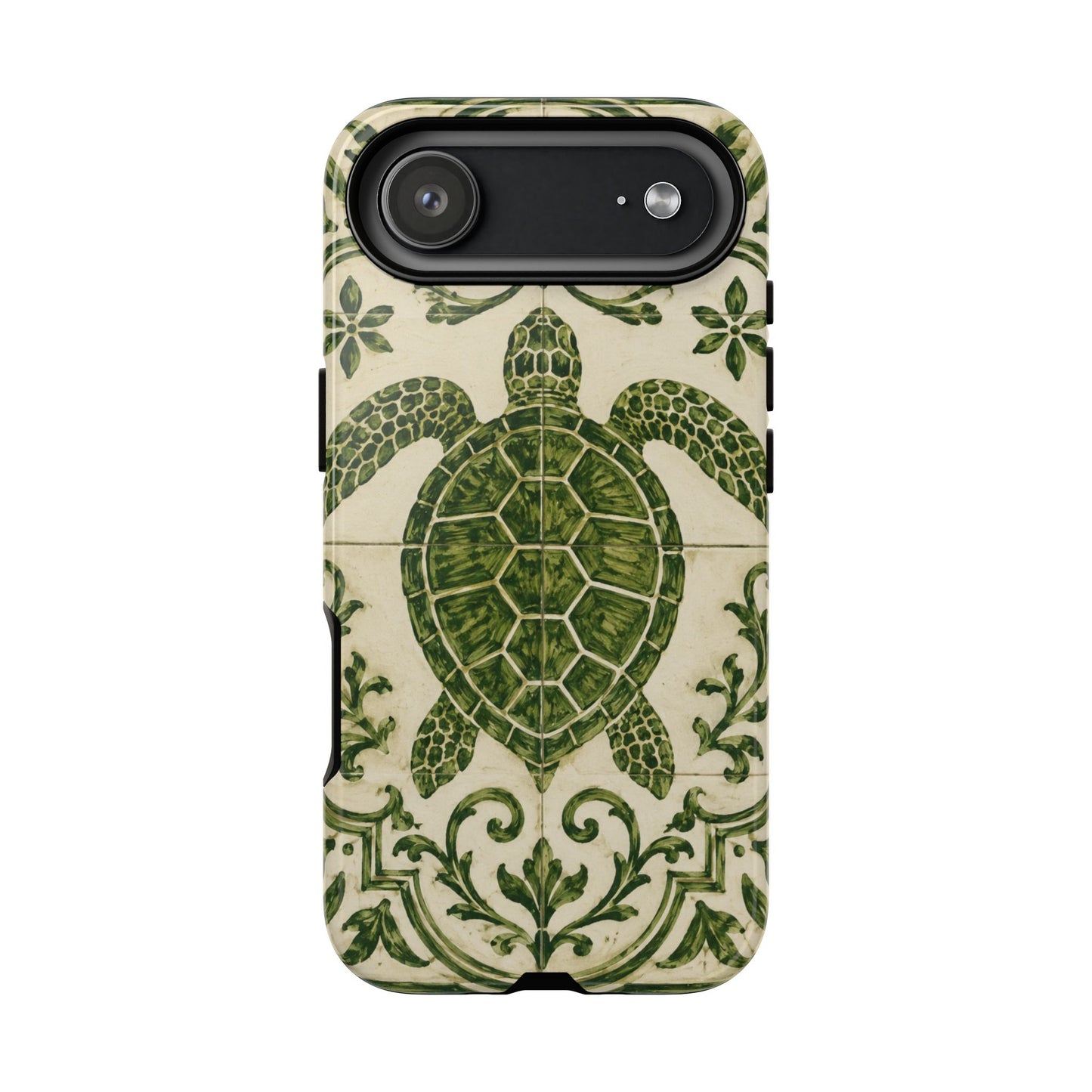 Green Azulejo Sea Turtle Phone Case | Portuguese Tile Coastal iPhone & Samsung Case