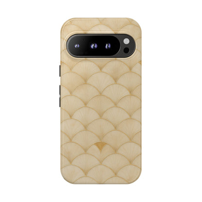 Elegant & Tough Phone Case, Creamy Beige Art Deco Phone Cover, Neutral Off-White Pattern, Art Lover Gift, iPhone Google Pixel Samsung Galaxy